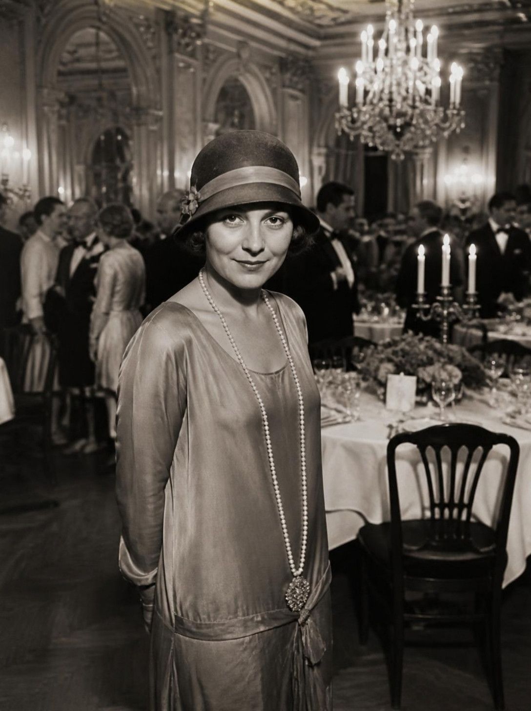 Kundze ar cepuri 1925. gada banketa zālē